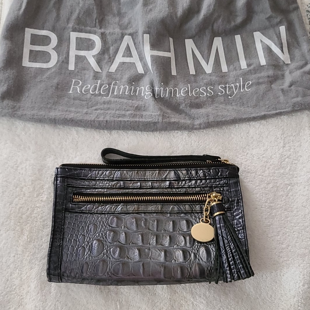 Brahmin Millie Wristlet in Slate Blue Color